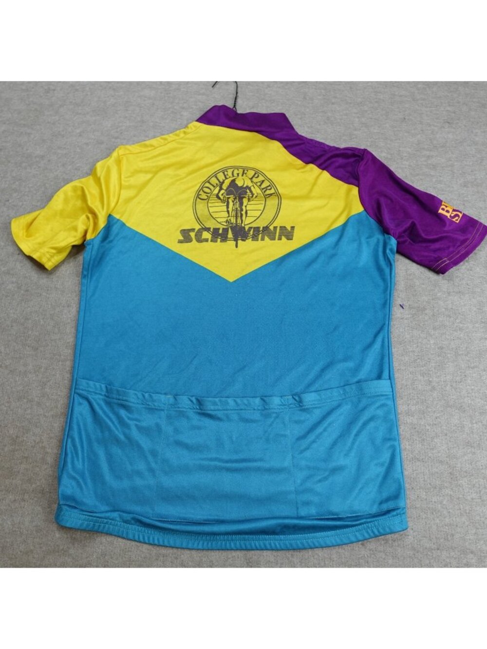 College Park Cycling Jersey Mens Medium Blue 1/4 Zip USA Made Schwinn Vintage
